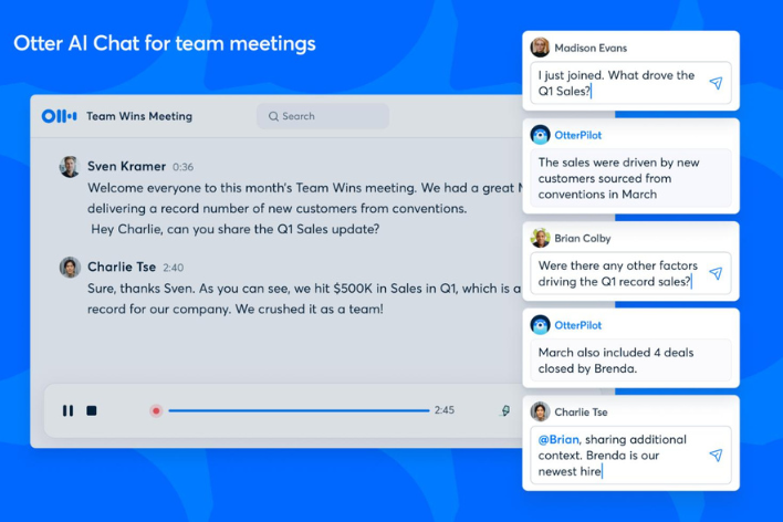 Otter AI chat for Team Meetings