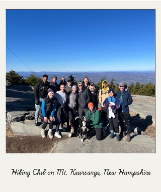 Hiking Club posing on Mount Kearsarge in New Hampshire