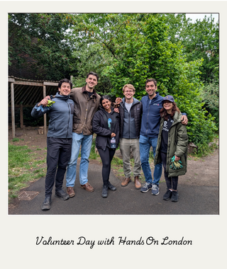 London team volunteering to restore a forest school.
